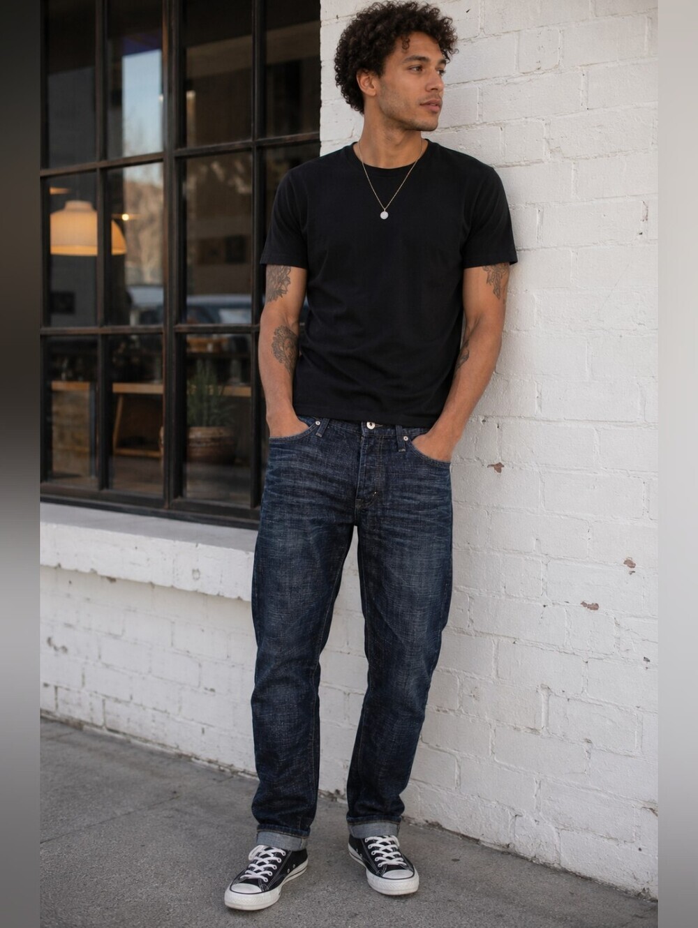 Naked & Famous Weird Guy Mens Dark Wash Button Fly Jeans 32x30 100% Cotton Denim
